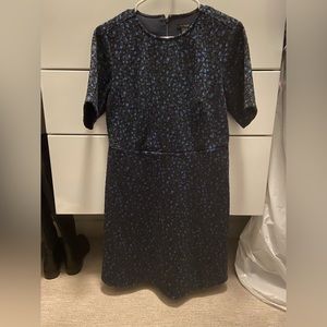Ann Taylor A Line Blue and Black Cheetah Work Dress Size 4
